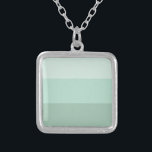 Green Ombre Striped Silver Plated Necklace<br><div class="desc">Trendy green Ombre striped pattern.</div>