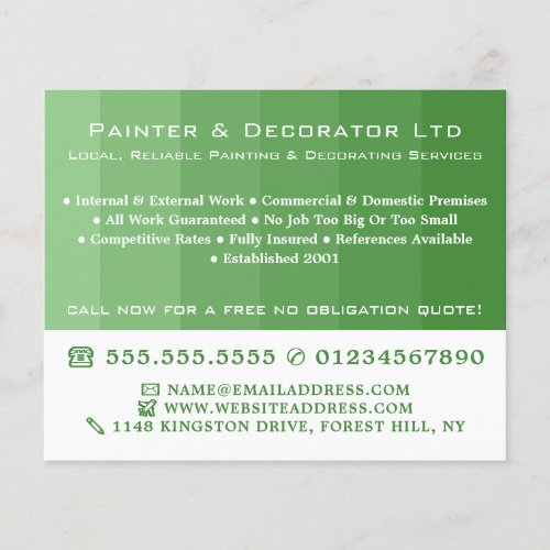 Green Ombre Stripes Painter  Decorator Flyer