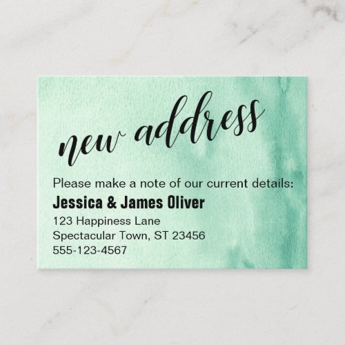 Green Ombre Watercolor New Address Handout Card