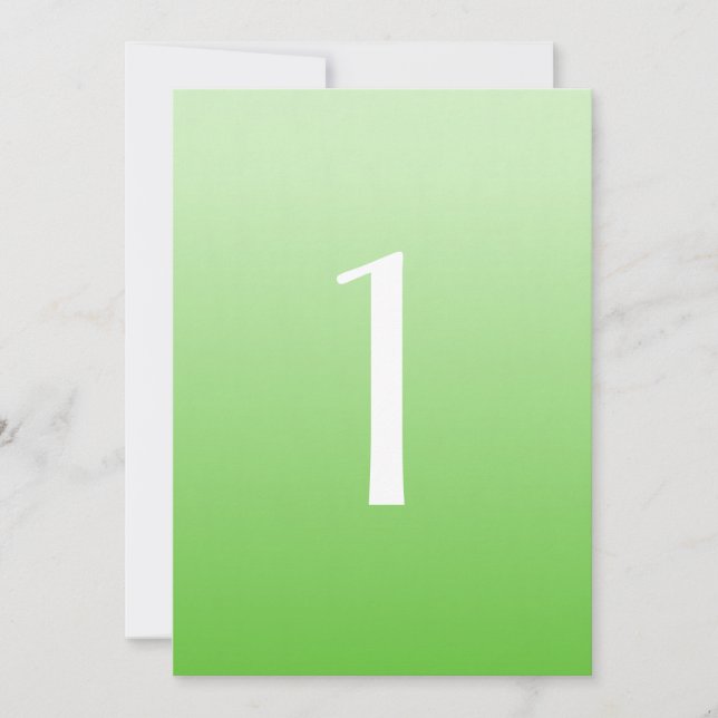 Green Ombre Wedding Table Number (Front)