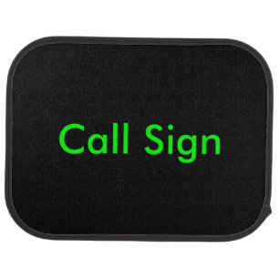 Green on Black Amateur Radio Call Sign Car Floor Mat
