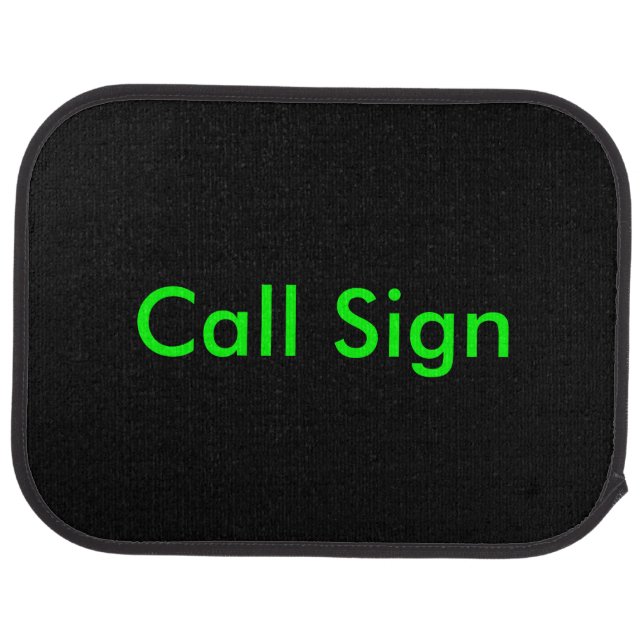 Green on Black Amateur Radio Call Sign Car Floor Mat (Rear)