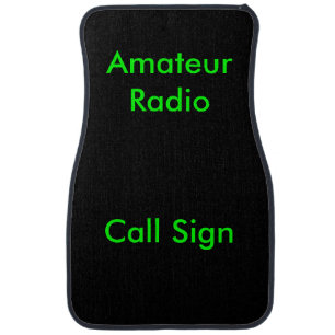 Green on Black Amateur Radio Call Sign Car Mat