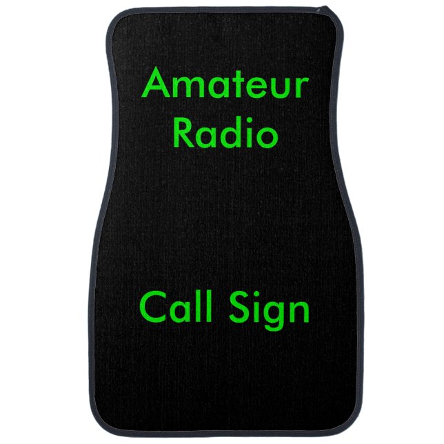 Green on Black Amateur Radio Call Sign Car Mat (Front)