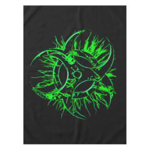 Green on black biohazard toxic warning sign symbol tablecloth