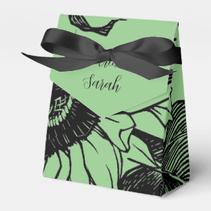 Green on black Sunflower Wedding Favor Box