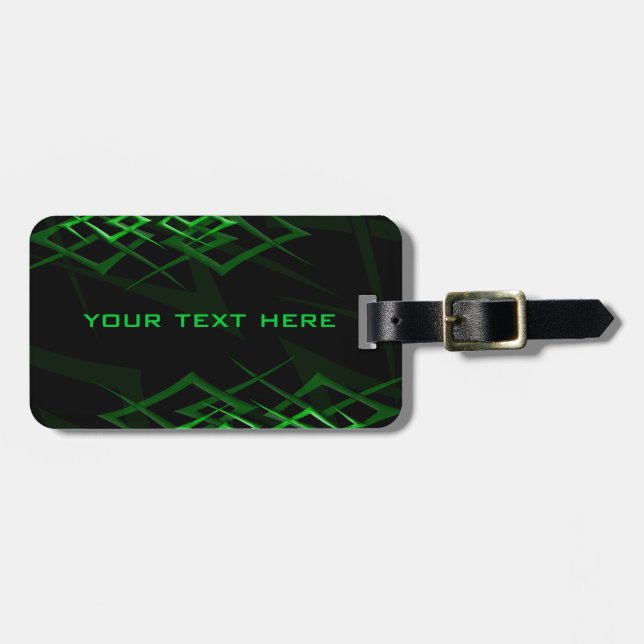 Green on Black "Thorn" Luggage Tag (Front Horizontal)