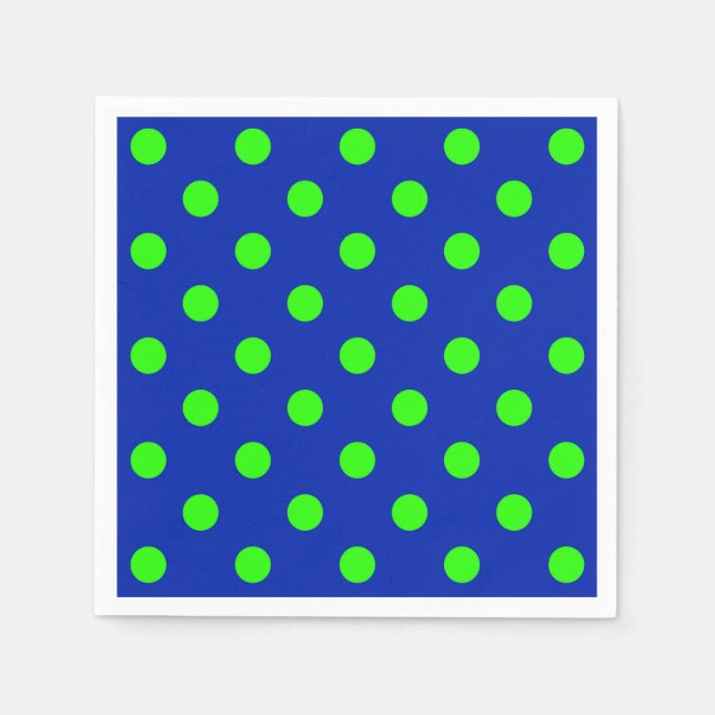 Green On Blue Polka Dots Pattern Design Napkins (Front)