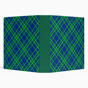 Green On Blue Tartan Plaid Pattern Design  3 Ring Binder
