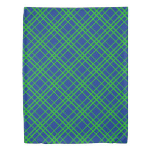 Green On Blue Tartan Plaid Pattern Design  Duvet Cover