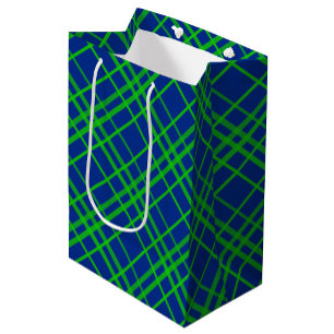 Green On Blue Tartan Plaid Pattern Design Medium Gift Bag
