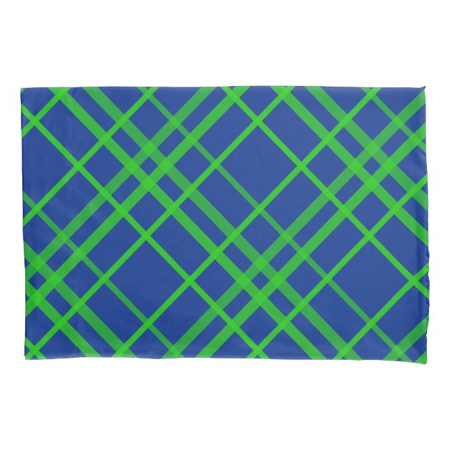 Green On Blue Tartan Plaid Pattern Design  Pillow Case (Front)