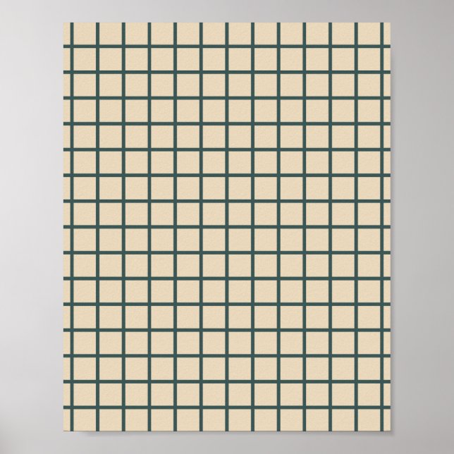 Green On Cream Grid Poster (Front)