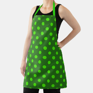 Green On Dark Green Polka Dots Pattern Design Apron