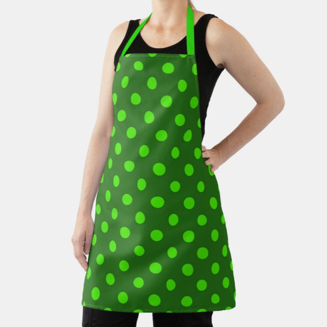 Green On Dark Green Polka Dots Pattern Design  Apron (Creator Uploaded)