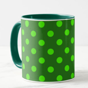 Green On Dark Green Polka Dots Pattern Design Mug