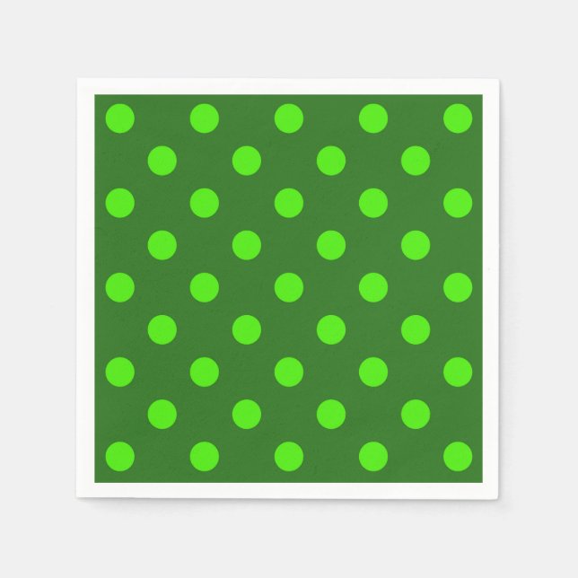 Green On Dark Green Polka Dots Pattern Design  Napkins (Front)