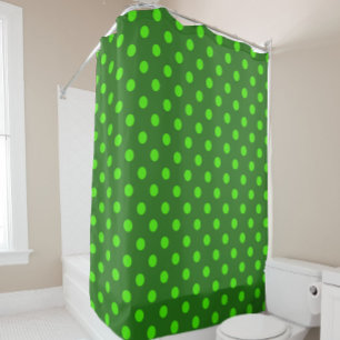 Green On Dark Green Polka Dots Pattern Design  Shower Curtain