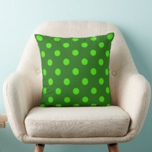 Green On Dark Green Polka Dots Pattern Design Throw Pillow