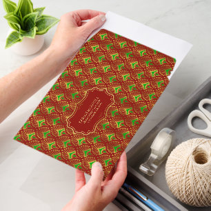Green on Gold Art Deco Pattern On Red Envelope Mailers