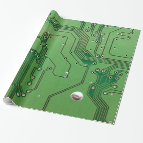 Green on Green Circuit Board Wrapping Paper