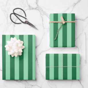 Green-on-Green Stripes Wrapping Paper Sheets