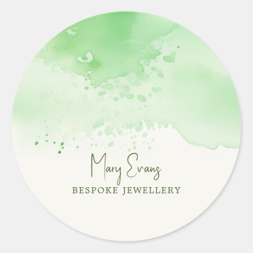 Green on green watercolour luxury paint classic round sticker