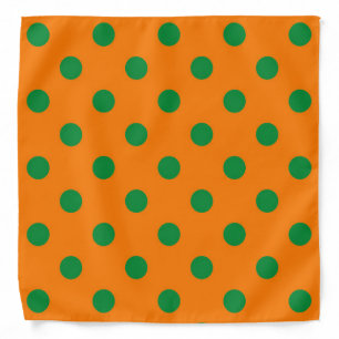 Green On Orange Polka Dots Pattern Design Bandana
