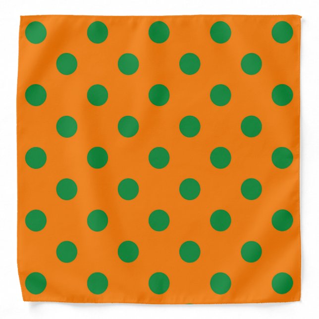 Green On Orange Polka Dots Pattern Design  Bandana (Front)