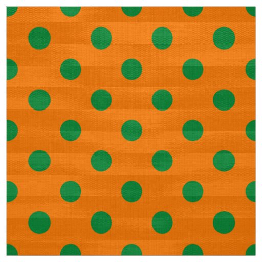 Green On Orange Polka Dots Pattern Design  Fabric