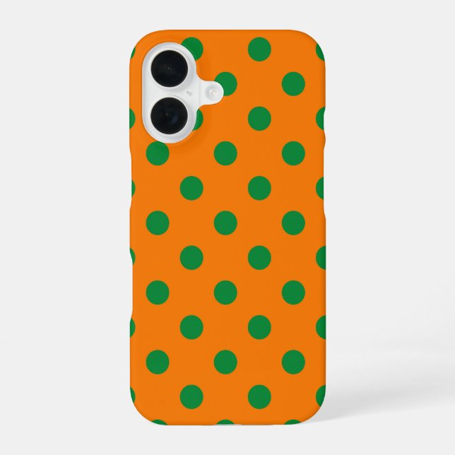 Green On Orange Polka Dots Pattern Design  Iphone Case (Back)