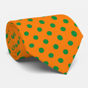 Green On Orange Polka Dots Pattern Design Neck Tie