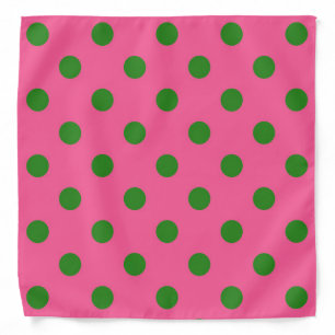 Green On Pink Polka Dots Pattern Design Bandana