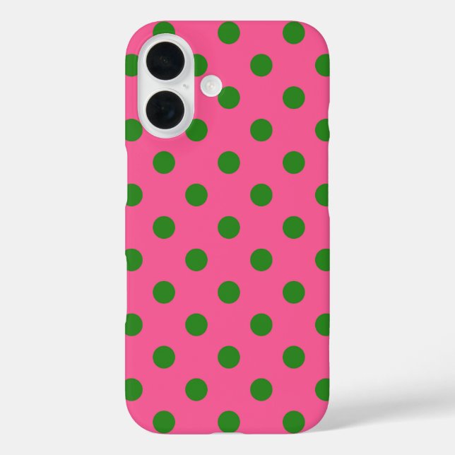 Green On Pink Polka Dots Pattern Design Case-Mate iPhone Case (Back)