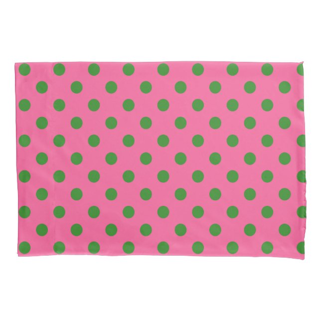 Green On Pink Polka Dots Pattern Design Pillow Case (Front)