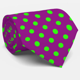 Green On Purple Polka Dots Pattern Design Neck Tie