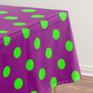 Green On Purple Polka Dots Pattern Design Tablecloth