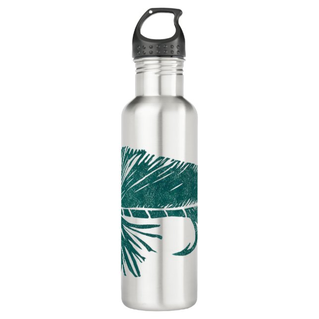 "Green on Stainless Steal Matuka" Streamer Bottle (Front)