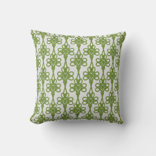 Green on White Celtic Trinity Knot Design Pillow