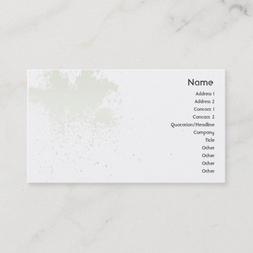 Customizable Green On White Splatter - Business Business Card Template