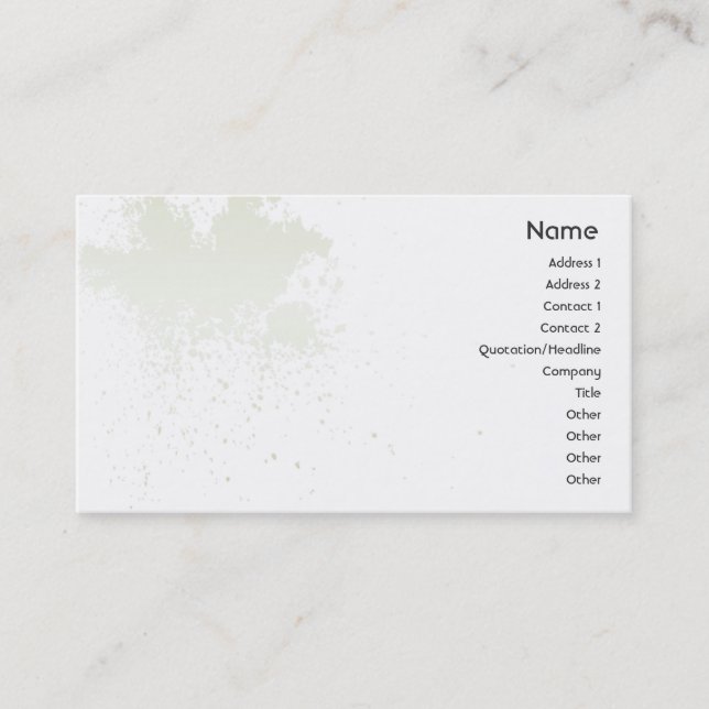 Green On White Splatter - Business Business Card (Front)