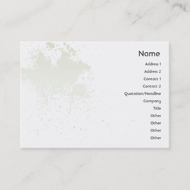 Green On White Splatter - Chubby Business Card (Front)