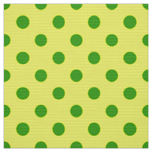 Green On Yellow Polka Dots Pattern Design  Fabric