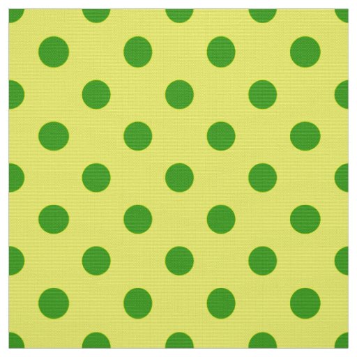 Green On Yellow Polka Dots Pattern Design  Fabric
