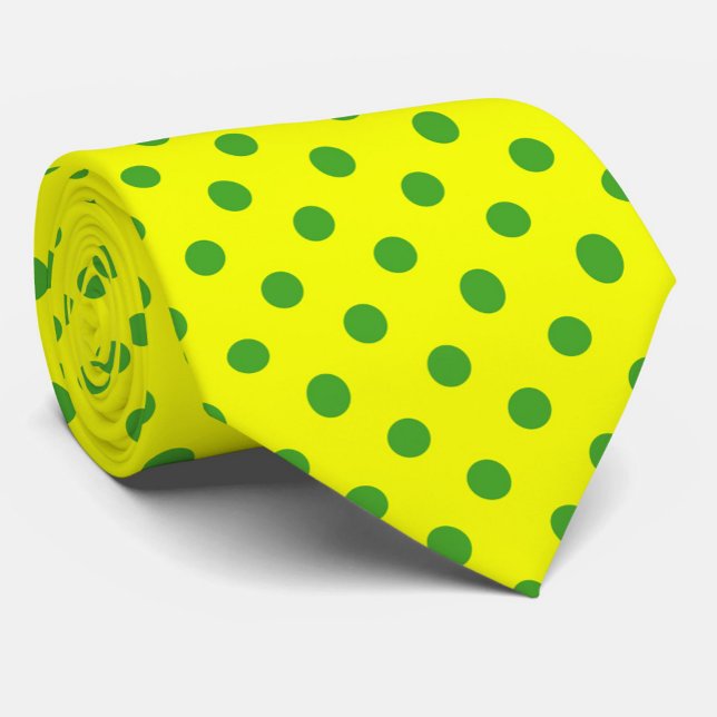 Green On Yellow Polka Dots Pattern Design  Neck Tie (Creator Uploaded)