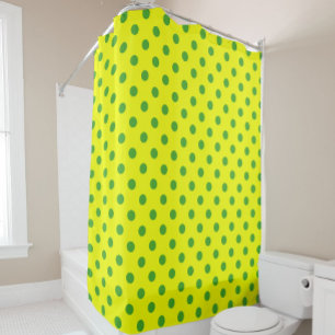 Green On Yellow Polka Dots Pattern Design Shower Curtain