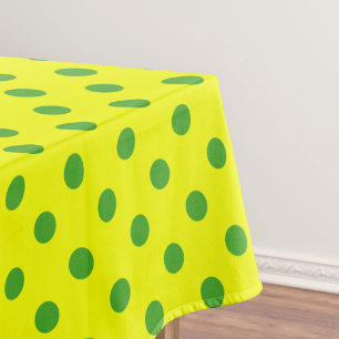 Green On Yellow Polka Dots Pattern Design Tablecloth