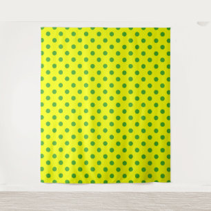 Green On Yellow Polka Dots Pattern Design Tapestry