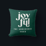 green one photo christmas family holiday square  throw pillow<br><div class="desc">Modern graphic green typography christmas holiday design. Part of a collection.</div>