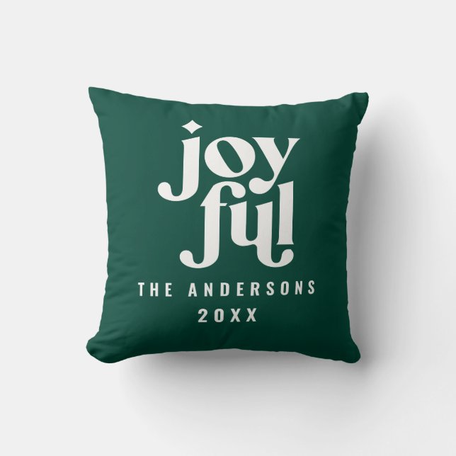 green one photo christmas family holiday square  throw pillow (Front)
